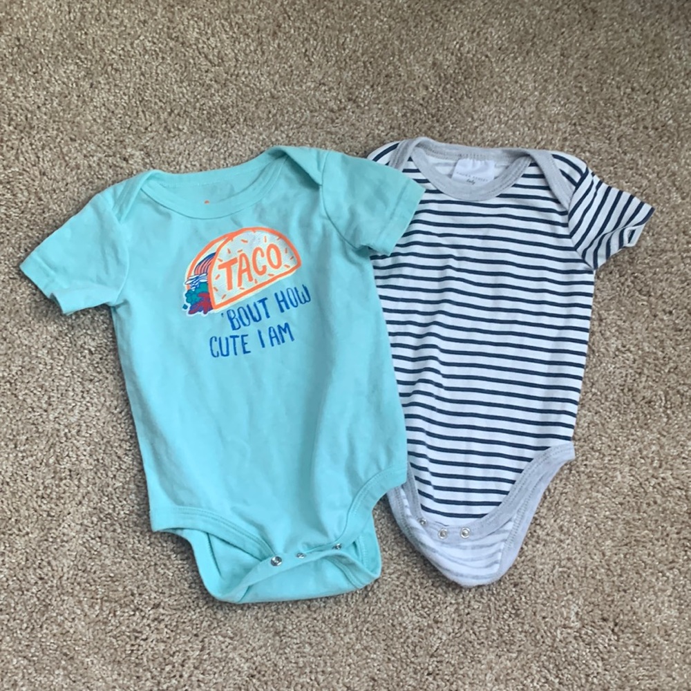 Two 3-6 mo Onesies